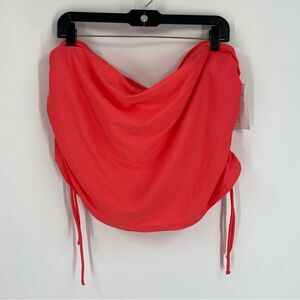 Island Escape Plus Women's Hamptons Ruched Skirtini Swim Bottom Coral 24W